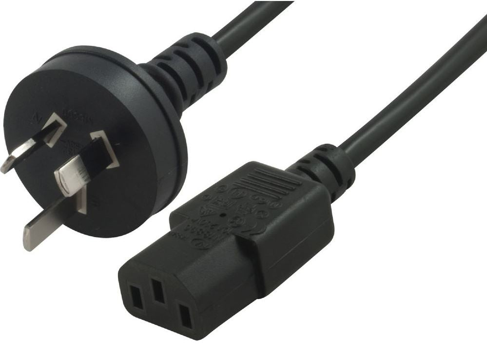 Astrotek AU Power Cable 2m - Male Wall 240v PC to Power Socket 3pin to IEC 320-C13 for Notebook/AC Adapter Black AU Certified, AT-IEC-2M