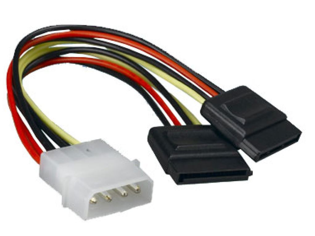 Astrotek Internal Power to SATA Molex Cable - 4 pins to 2x 15 pins 18AWG RoHS, AT-MOLEX-TO-SATAX2