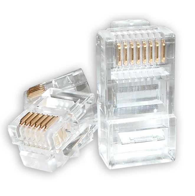 Astrotek RJ45 Jack Connector Modular Plug Crimp 8P8C CAT5e LAN Network Ethernet Head 2 Prong Blade 3u' Transparent (20 units /pack), AT-RJ45PLUG-5E