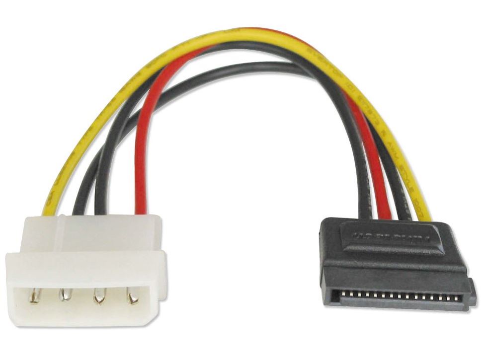 Astrotek SATA Power Cable 15cm 4 pins Male to 15 pins Female 18AWG RoHS LS, AT-SATA-PWR