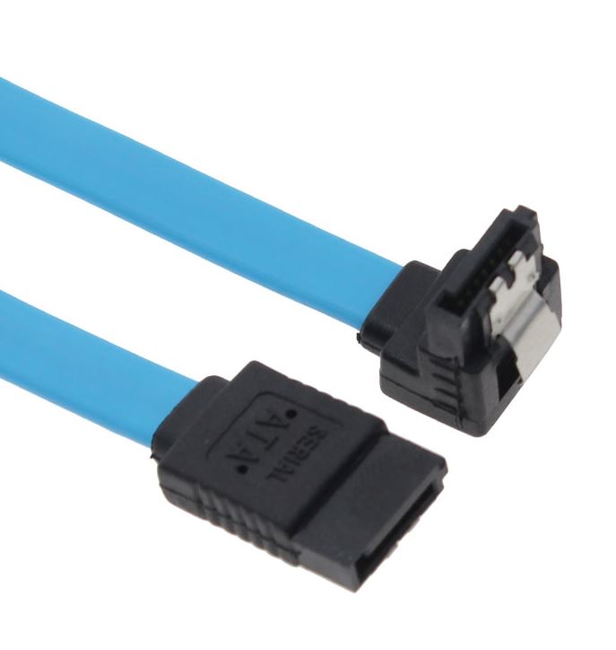 Astrotek SATA 3.0 Data Cable 50cm Male to Male 180 to 90 Degree with Metal Lock 26AWG Blue LS, AT-SATA3-90D