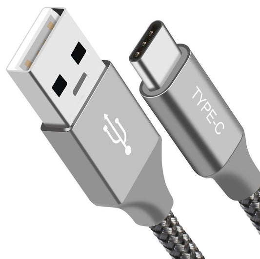 Astrotek 1m USB-A to Type-C Data Sync Charger Cable Silver Strong Braided Heavy Duty Fast Charging for Samsung Galaxy Note S8 Plus LG Google Macbook, AT-USBTYPEC-S1