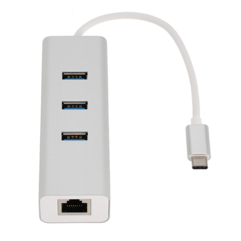 Astrotek USB-C to LAN + 3 Ports USB3.0 Hub Gigabit RJ45 Ethernet Network Adapter Converter 15cm for iPad Pro Macbook Air Samsung Galaxy MS Surface, AT-CMLANHUB3G