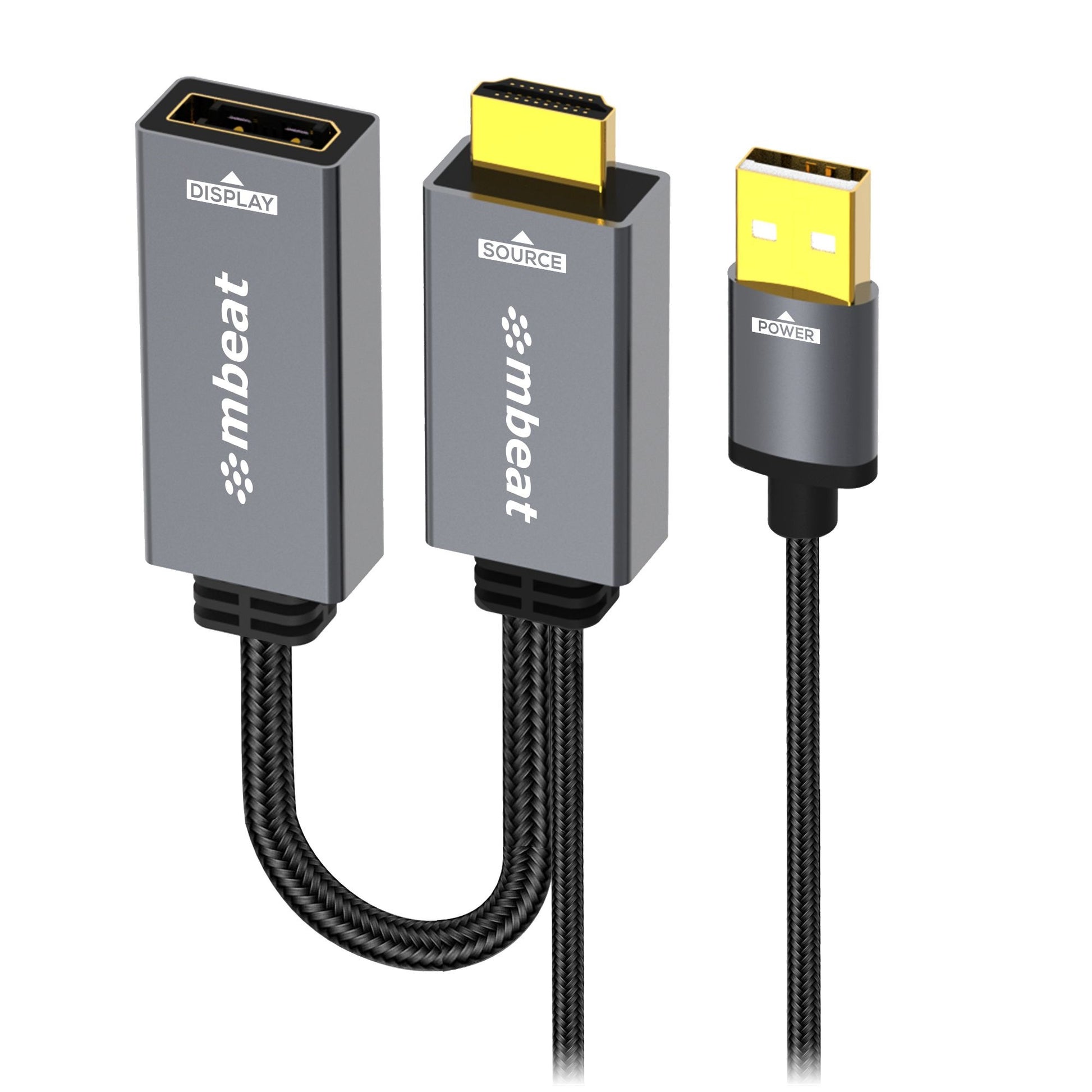 mbeat Tough Link HDMI to DisplayPort Adapter with USB Power Seamless Signal Transfer Plug-and-Play Convenience Cable Length: 15cm Package, MB-XAD-HDDPU