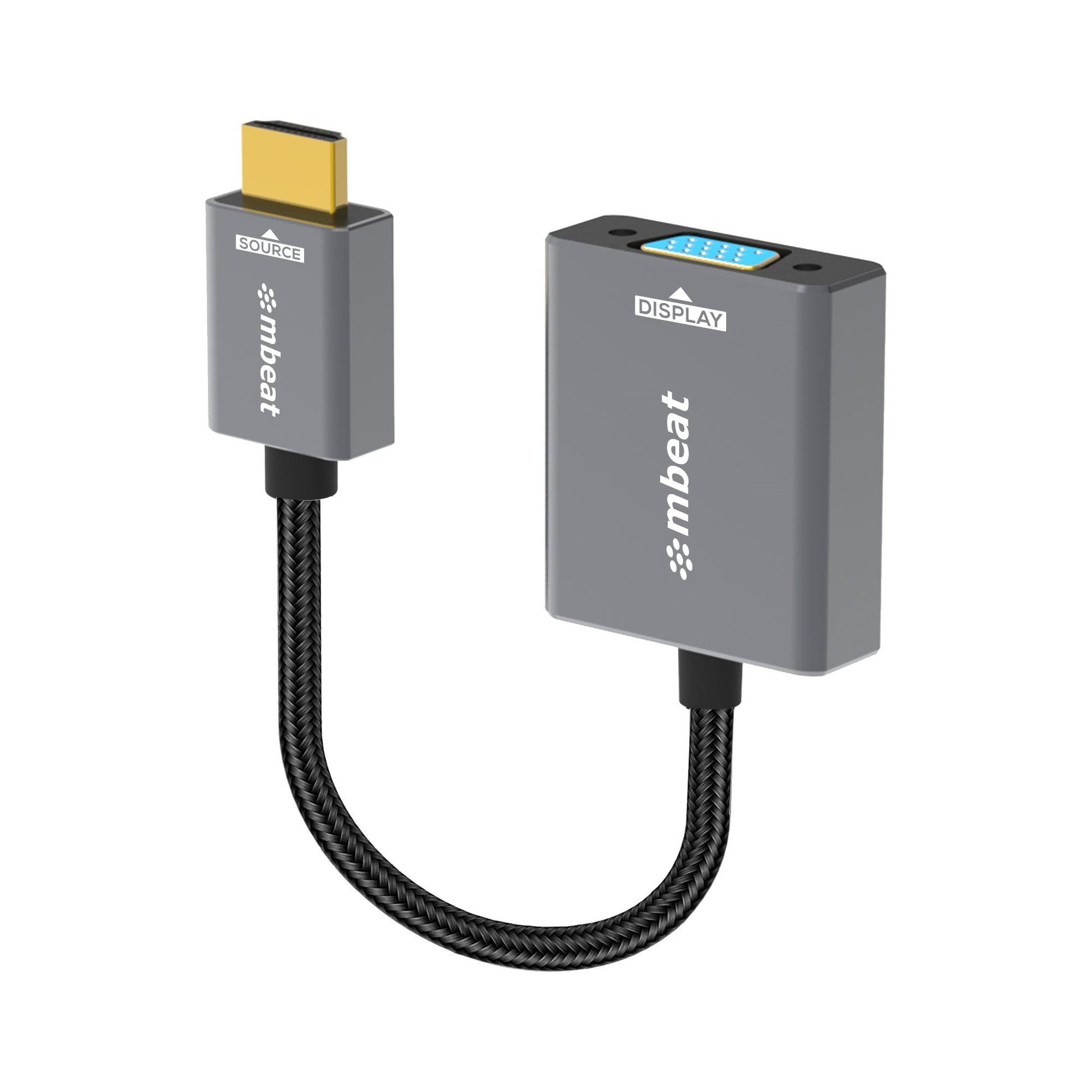 mbeat Tough Link HDMI to VGA Adapter HDMI Support Version: 2.1 Cable Length: 15cm Up to 1080p@60Hz (1920x1080).Package Weight: 61.7g, MB-XAD-HDVGA