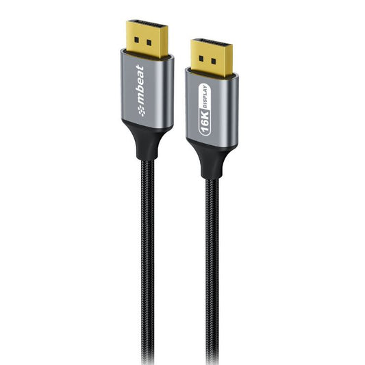 mbeat Tough Link 1.8m 16K DP to DP Cable - Space Grey 40Gbps 180cm x 2.2cm x 1.10cm, MB-XCB-16KDP18