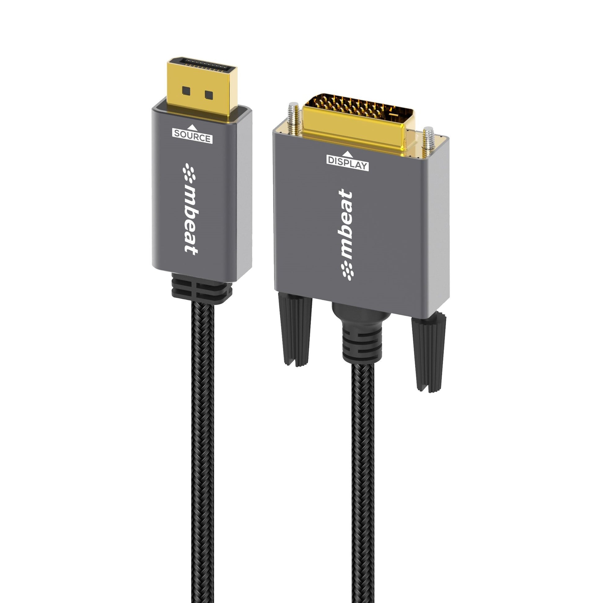 mbeat Tough Link 1.8m DisplayPort to DVI-D Cable Effortless plug and play Resolutions up to 1080p/60Hz (1920x1080) Package Weight: 164g, MB-XCB-DPDVI18