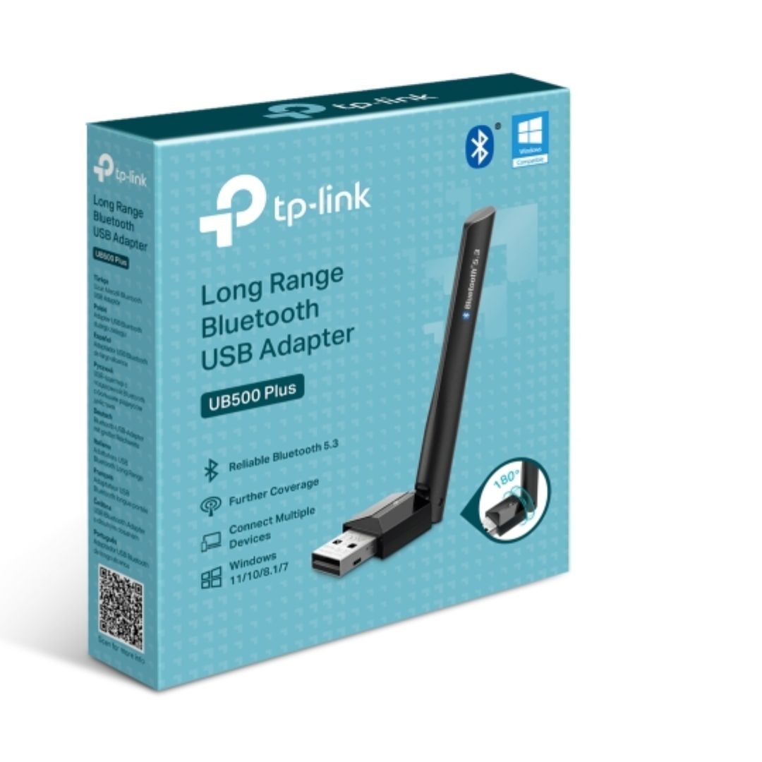 TP-Link Bluetooth 5.3 USB Adapter for PC or Laptop, Long Range Wireless Connectivity, Adjustable & Multi-Directional Antenna,Security &Reliability, Pl, UB500 Plus