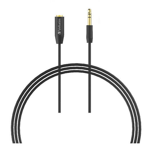 Verbatim 3.5mm 3 Meters - Premium Aux Audio Extension Cable 3m - Black, 66574