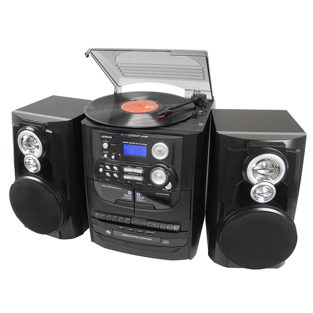 Lenoxx 3-CD System with Dual Cassette 3-Speed Turntable AM/FM Radio - CD7400N