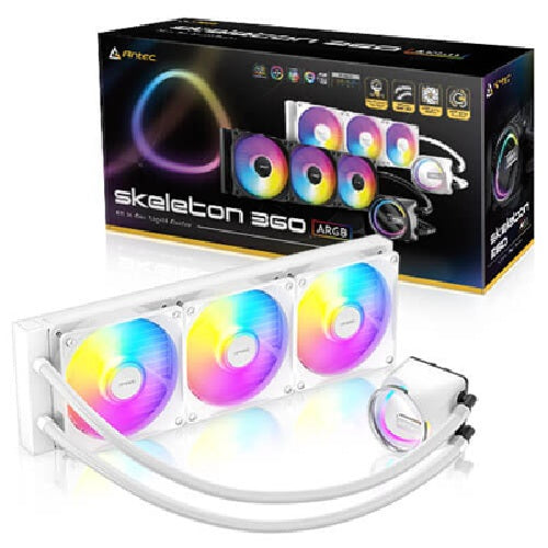 Antec Skeleton 360 ARGB-WHITE, All-in-One Liquid Cooler, 360mm, PWM ARGB fans, 2000RPM, 72.29CFM, <=32dB, Intel/AMD support, aluminum radiator, 3Y wty, Skeleton 360 ARGB White
