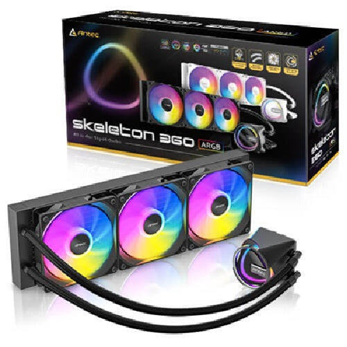 Antec Skeleton 360 ARGB, All-in-One Liquid Cooler, 360mm, PWM ARGB fans, 2000RPM, 72.29CFM, <=32dB, Intel/AMD support, aluminum radiator, 3Y warranty