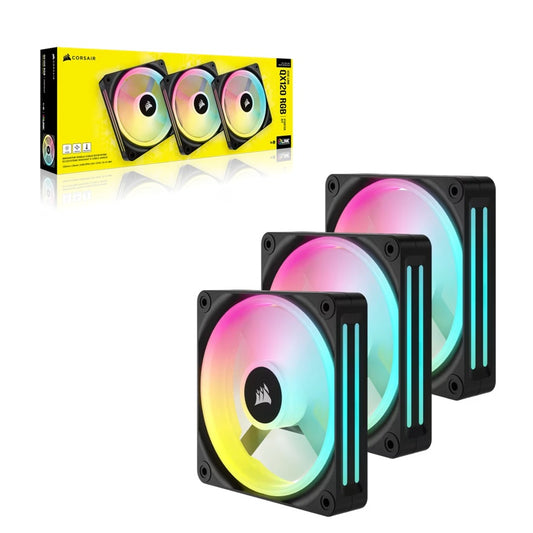 Corsair iCUE LINK QX120 RGB 120mm PWM PC Fans Starter Kit with iCUE LINK System Hub, Static Pressure Flow Type, 400 RPM, CO-9051002-WW