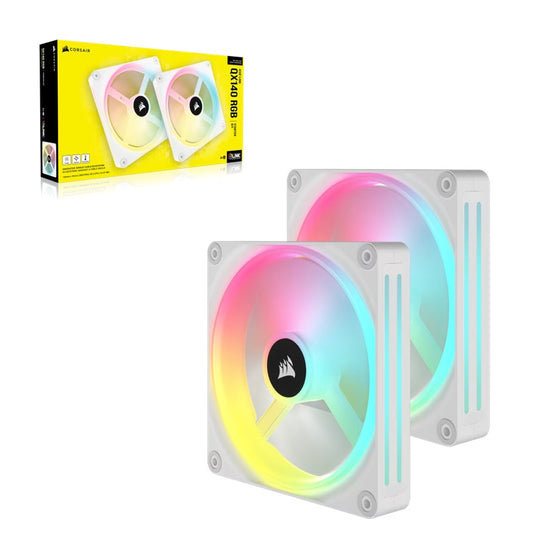 Corsair iCUE LINK QX140 RGB 140mm PWM PC Fans Starter Kit with iCUE LINK System Hub - White, Static Pressure Flow Type, 2000 RPM(LS), CO-9051008-WW