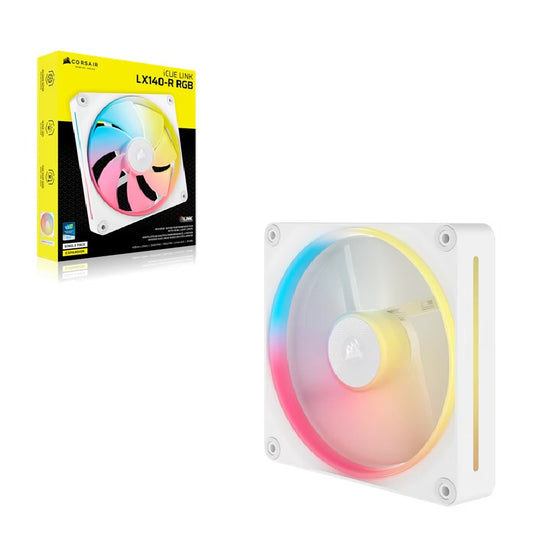 Corsair iCUE LINK LX140-R RGB 140mm PWM Reverse Fan Expansion Single Pack - White: 90.6 CFM, 2000 RPM, 38.3 dBA, 0.45A, Static Pressure, Magnetic Dome, CO-9051055-WW