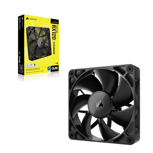 Corsair RX120 iCUE LINK PWM Single Fan Expansion. Black Fan - Glass fiber-reinforced LCP fan blades, CO-9051009-WW