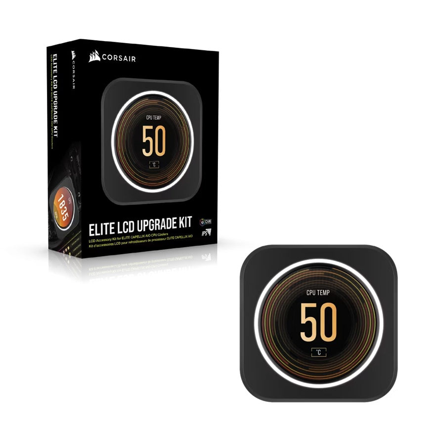 Corsair iCUE ELITE CPU Cooler LCD Display Upgrade Kit transforms your CORSAIR ELITE CAPELLIX CPU cooler into a personalized dashboard Display, CW-9060056-WW