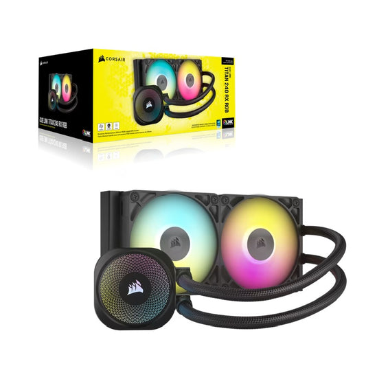 Corsair iCUE LINK TITAN 240 RX RGB AIO Liquid CPU Cooler - Black, 73.5 CFM, 2100 RPM, Aluminum Radiator, Copper Cold Plate, Intel/AMD support, CW-9061016-WW