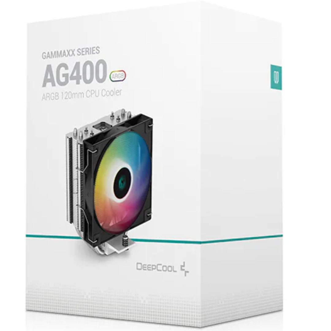 DeepCool AG400 ARGB Single Tower CPU Cooler, TDP 220W, 120mm Static ARGB Fan, 4 Direct-Touch Copper Heat Pipes,LGA1851/1700/1200/115X/AM5/AM4, R-AG400-BKANMC-G-1