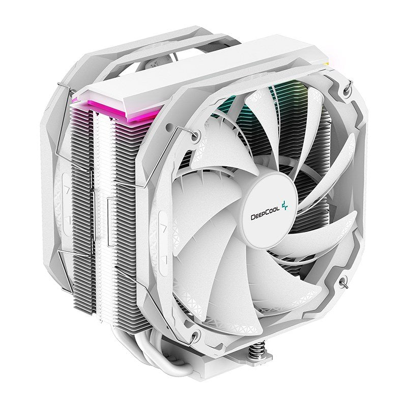 DeepCool AS500 PLUS White CPU Cooler Single Tower, Five Heat Pipe Design High Fin Density, Double PWM Fans, Slim Profile, LGA2066/1851-1155/AM4/AM5, R-AS500-WHNLMP-G
