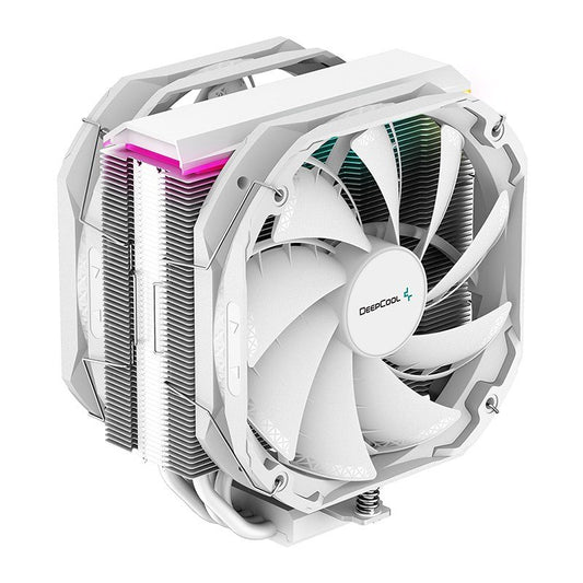 DeepCool AS500 PLUS White CPU Cooler Single Tower, Five Heat Pipe Design High Fin Density, Double PWM Fans, Slim Profile, LGA2066/1851-1155/AM4/AM5, R-AS500-WHNLMP-G