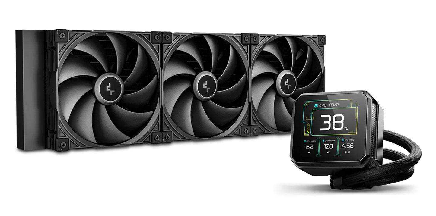 DeepCool SPARTACUS 420 Fully Customisable 6th Gen Liquid Cooler, Thick Tracking Balancing Fans, 3.4' IPS LCD, R-SPT420-BKDSMP-G-1