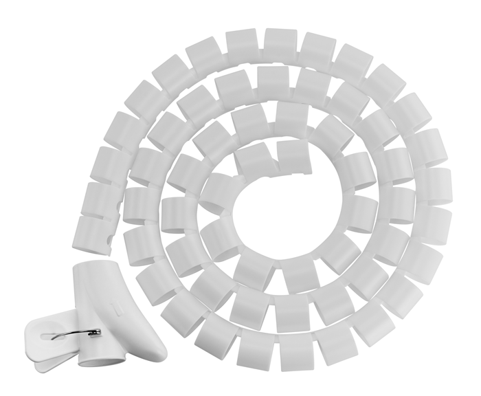 Brateck 30mm/1.2' Diameter Coiled Tube Cable Sleeve Material Polyethylene(PE) Dimensions 1000x30mm - White (LS), HC-30-W