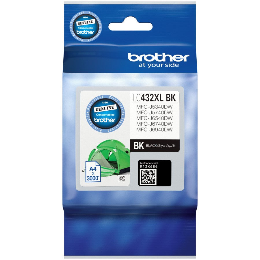 Brother Black Ink Cartridge to Suit Mfc-j5340dw/mfc-j5740dw/mfc-j6540dw/mfc-j6740dw/mfc-j6940dw -up to 3000 Pages, LC-432XLBK