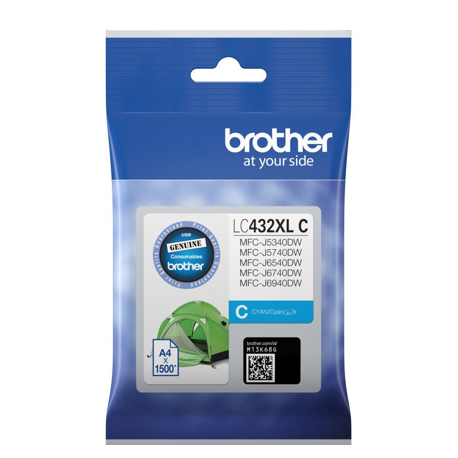 Brother Cyan Ink Cartridge to Suit Mfc-j5340dw/mfc-j5740dw/mfc-j6540dw/mfc-j6740dw/mfc-j6940dw -up to 1500 Pages, LC-432XLC