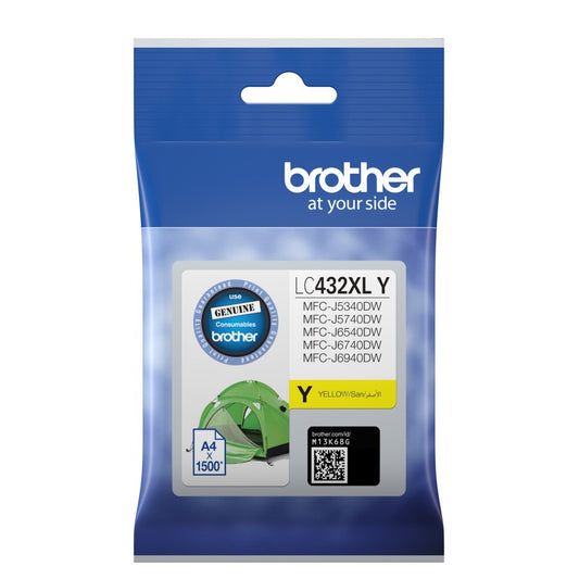 Brother Yellow Ink Cartridge to Suit Mfc-j5340dw/mfc-j5740dw/mfc-j6540dw/mfc-j6740dw/mfc-j6940dw -up to 1500 Pages, LC-432XLY