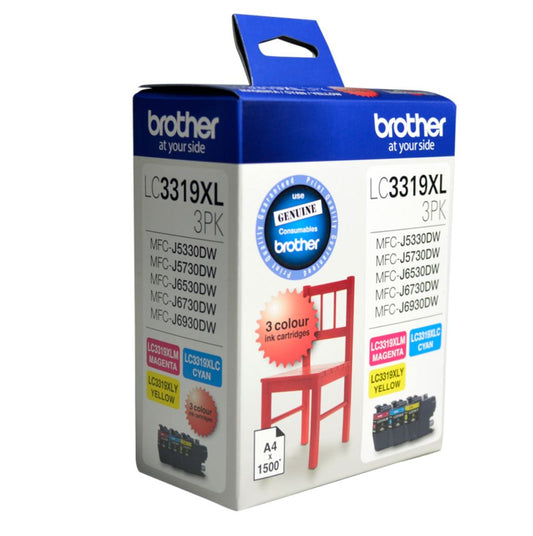 Brother LC-3319XL Colour Value Pack 1X Cyan 1X Magenta 1X Yellow-MFC-J5330DW/J5730DW/J6530DW/J6730DW/J6930DW - up to 3000 P, LC-3319XL-3PK