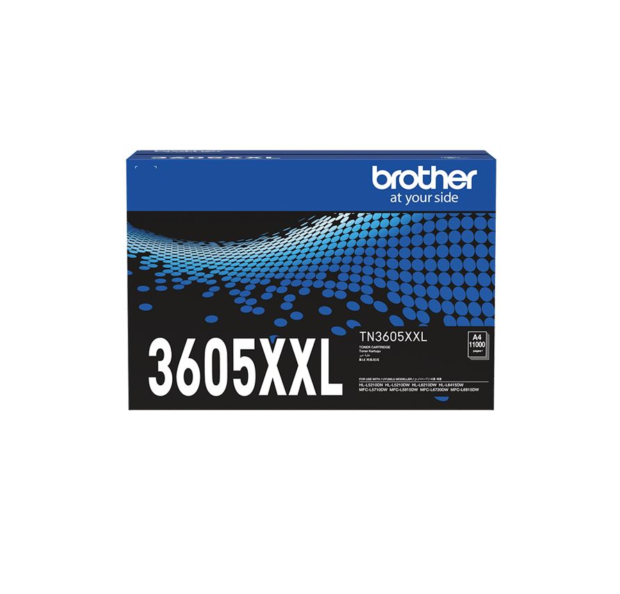 Brother *NEW*MONO LASER TONER- SUPER HIGH YIELD CARTRIDGE TO SUIT MFC-L6720DW/ MFC-L5915DW/ MFC-L5710DW/ HL-L6210DW/ HL-L5210DW/HL-L5210DN - Up to 11000 pages, TN-3605XXL