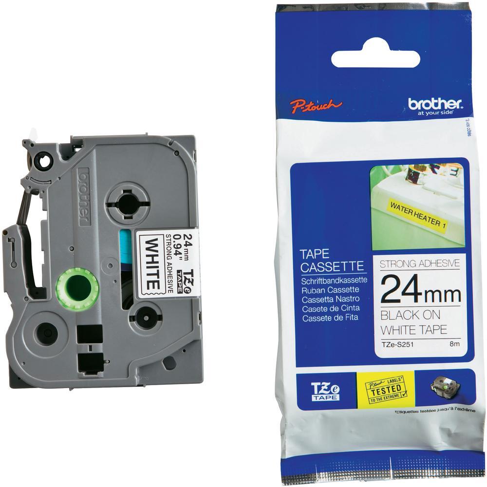 Brother 24MM Black White Tape Strong Adhesive TZE Tape, TZE-S251