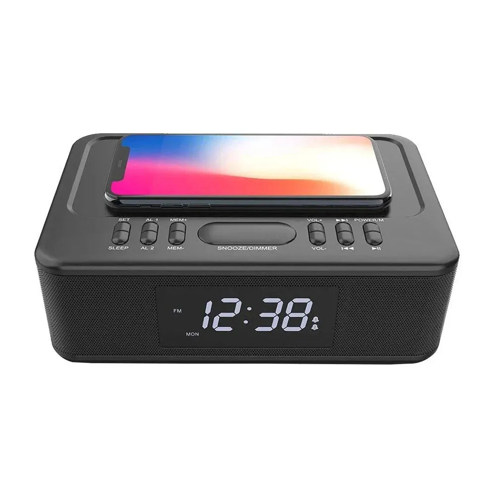 Lenoxx Wireless Charging Alarm Clock with FM Radio 10W - CRW30