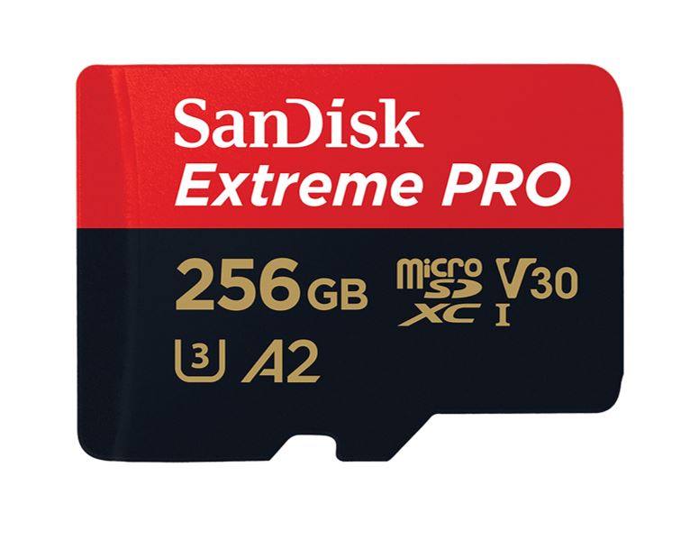 SanDisk Extreme Pro 256GB microSD SDXC SDXC UHS-I 200MB/s 140MB/s V30 U3 A2 4K UHD Shock temperature water & X-ray proof with SD Adaptor, SDSQXCD-256G-GN6MA