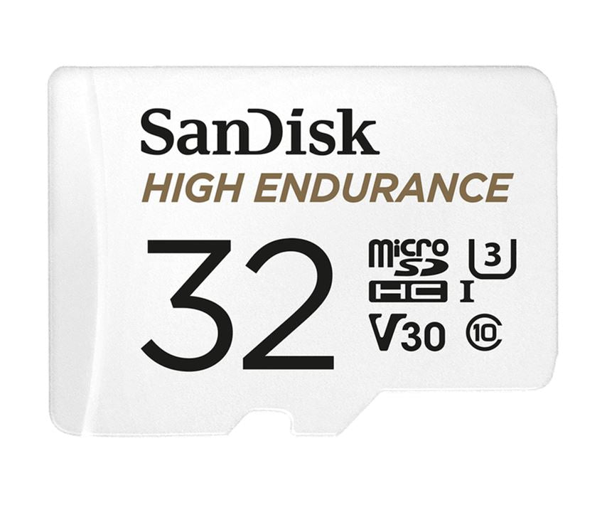 SanDisk High Endurance 32GB microSD 100MB/s 40MB/s 2.5K hrs 4K UHD C10 U3 V30 -40°C to 85°C Heat Freeze Shock Temp Water X-ray Proof SD Adapter >16GB, SDSQQNR-032G-GN6IA