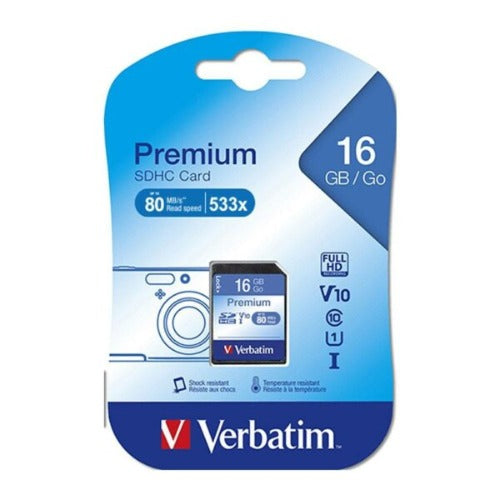 Verbatim SDHC 16GB (Class 10) Up to 45MB/Sec 300X read speed, 43962