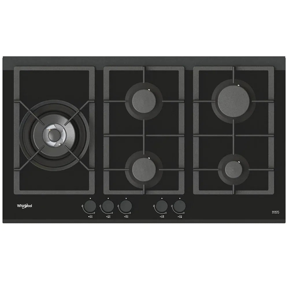 Whirlpool 90cm 5-Burner Gas Glass Cooktop Black - GGW870NBAUS