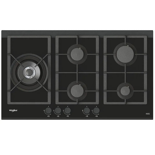 Whirlpool 90cm 5-Burner Gas Glass Cooktop Black - GGW870NBAUS