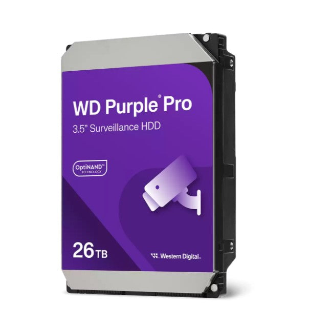 Western Digital WD Purple Pro 26TB 3.5' Surveillance HDD 7200RPM 512MB SATA 287MB/s 7200 RPM 512MB 5yrs warranty, WD260PURP