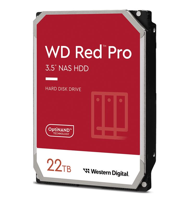 Western Digital WD Red Pro 22TB 3.5' NAS HDD SATA3 7200RPM 512MB Cache 24x7 300TBW ~24-bays NASware 3.0 CMR Tech 5yrs wty, WD221KFGX