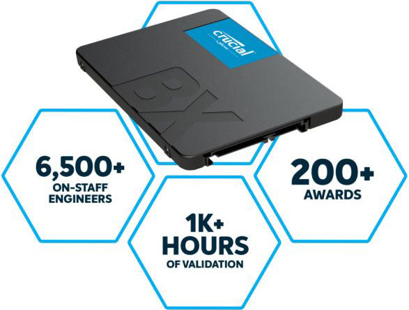 Micron (Crucial) Crucial BX500 1TB 2.5' SATA3 6Gb/s SSD - 3D NAND 540/500MB/s 7mm 1.5 mil MTBF 3yr wty Acronis True Image Solid State Drive, CT1000BX500SSD1