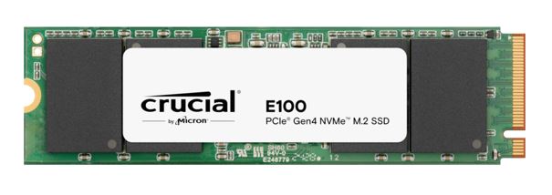 Micron (Crucial) Crucial E100 2TB Gen4 NVMe SSD 5000/4500 MB/s R/W 100TBW 350K/460K IOPS 1M hrs MTTF M.2 2280 PCIe4 3yrs ~Crucial P3 Plus, CT2000E100SSD8