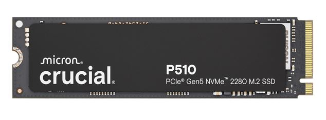 Micron (Crucial) Crucial P510 2TB Gen5 2280 NVMe M.2 SSD 10,000 / 8,700 MB/s R/W 1200TBW 1.4M IOPS 1.5M hrs MTTF Full-Drive Encryption 5yrs, CT2000P510SSD8