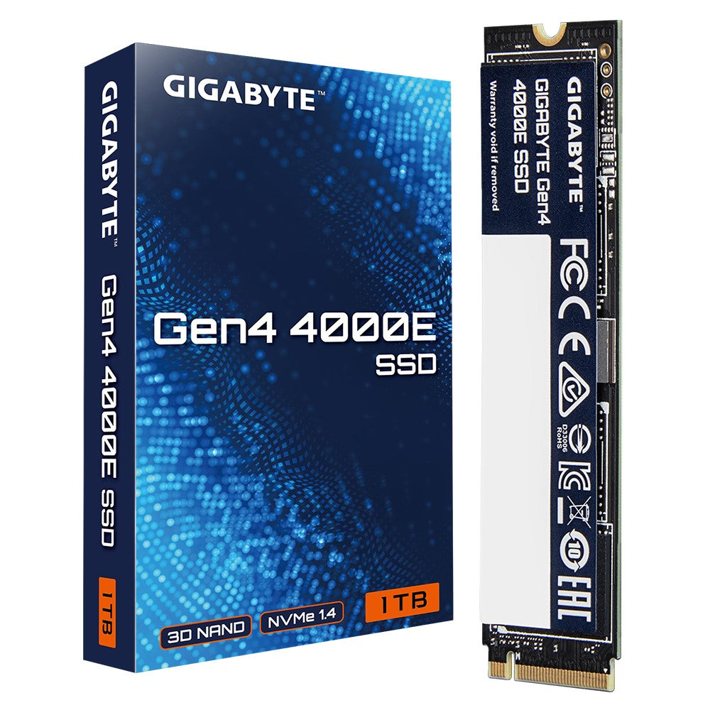 GIGABYTE Gen4 4000E SSD 1TB, PCI Express 4.0x4, M.2, 1000GB, Up to 4000 MB/s, 3900 MB/s, MTBF 1.5M hours, 3 y Warranty, SSD G440E1TB M2 1TB