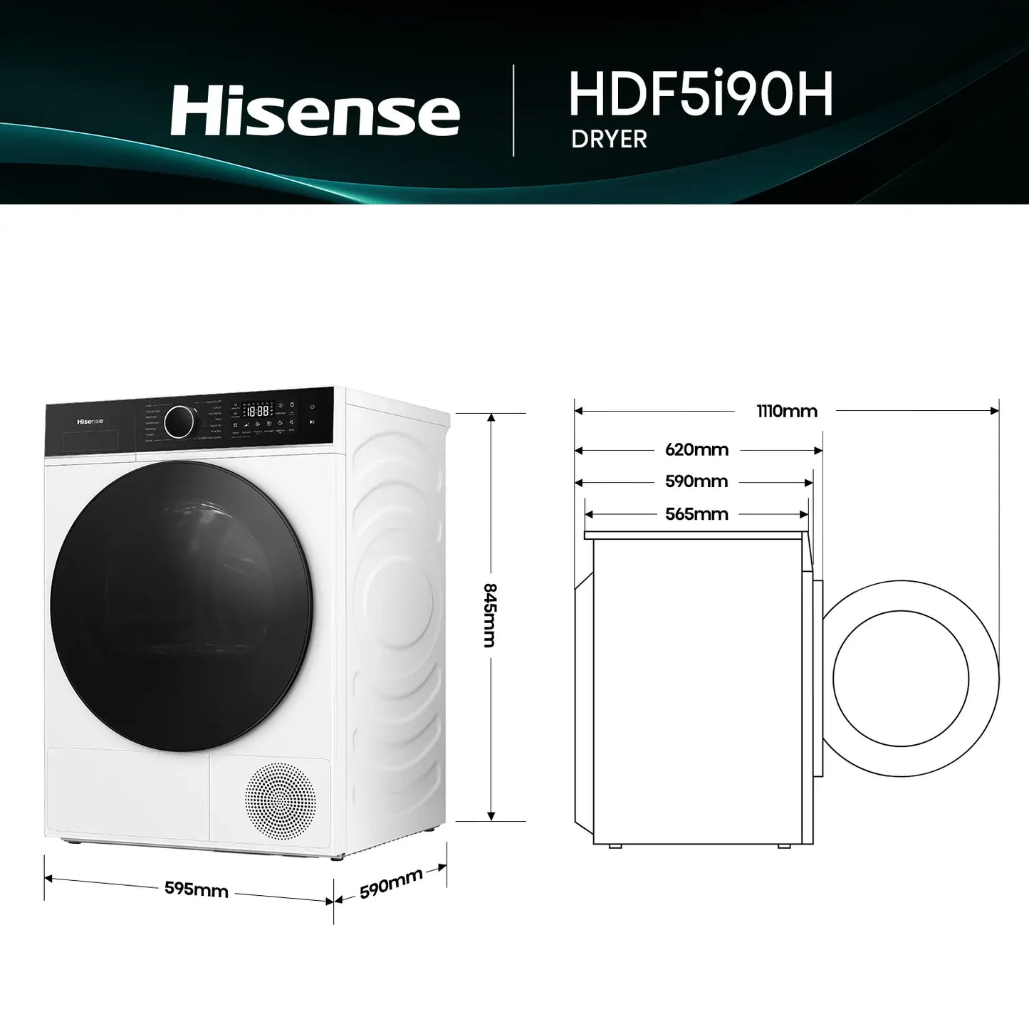 Hisense 9kg Series 5i Heat Pump Dryer White HDF5I90H