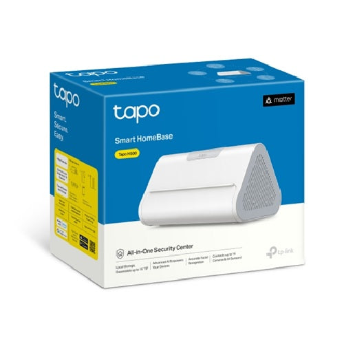 TP-LINK Tapo H500 Smart HomeBase Up To 16 Cameras, 64 Sensors, Local AI Hub, 16GB Built-in + up to 16TB Expandable Storage, Matter, No Cloud Fees