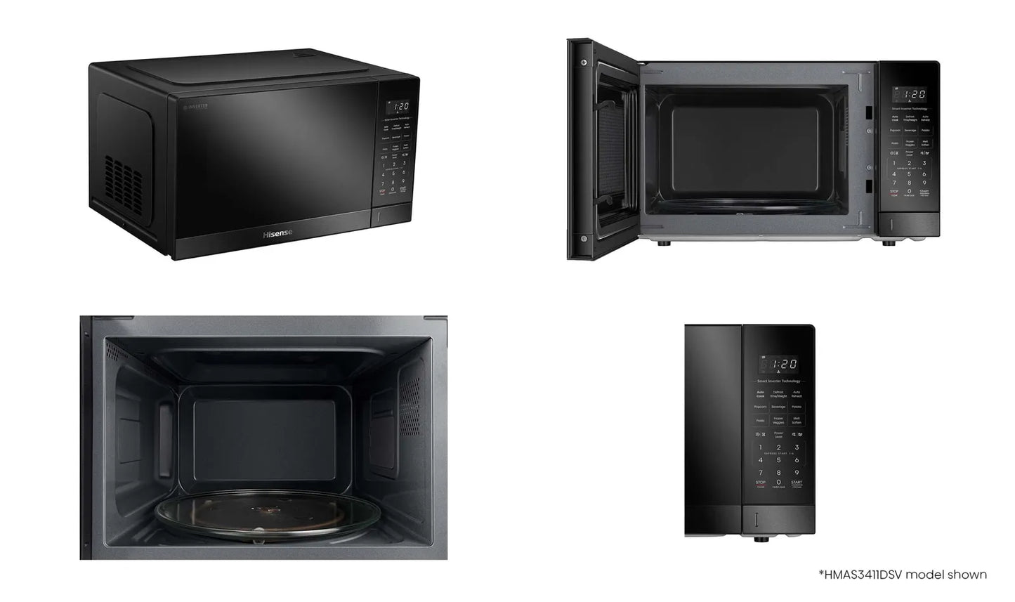 Hisense 34L 1100W Inverter Microwave - Black HMAS3411BMV