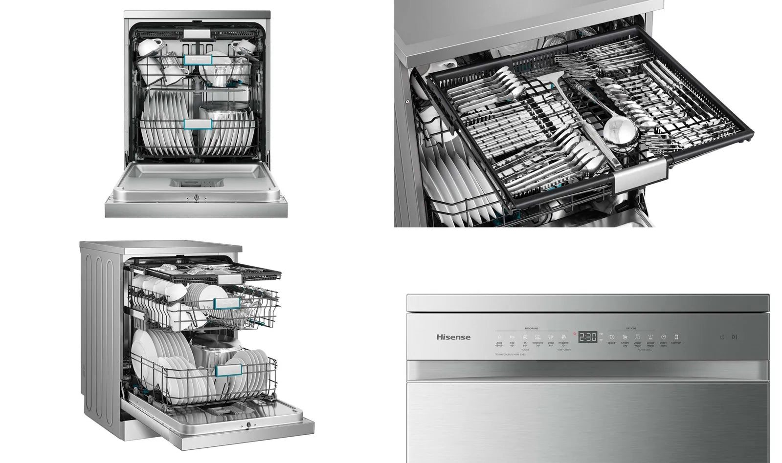 Hisense 60cm 16 Place Setting Freestanding Dishwasher Stainless Steel HSAA16FS
