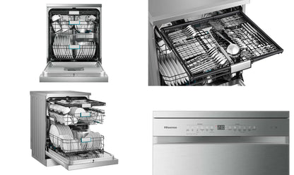 Hisense 60cm 16 Place Setting Freestanding Dishwasher Stainless Steel HSAA16FS